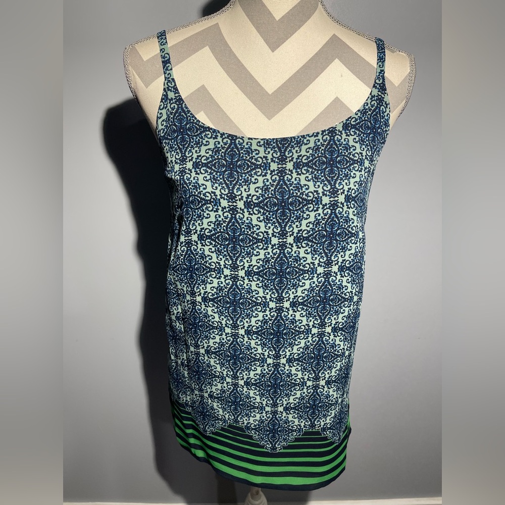 CAbi Blue and White Fitted Sleeveless Camisole